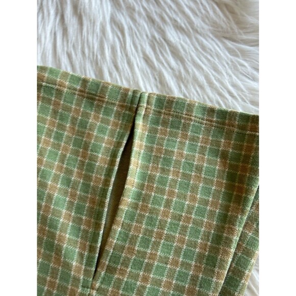 Urban Outfitters Size Small Green Plaid Flare Open Slit Leg Trousers NWOT - Picture 8 of 10